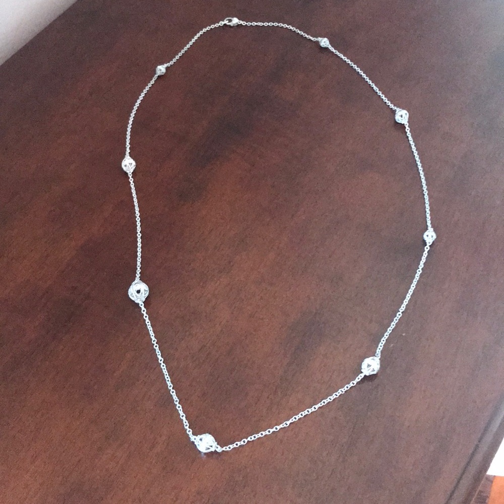 Judith Ripka Sterling Truffle Bead Necklace 36 in